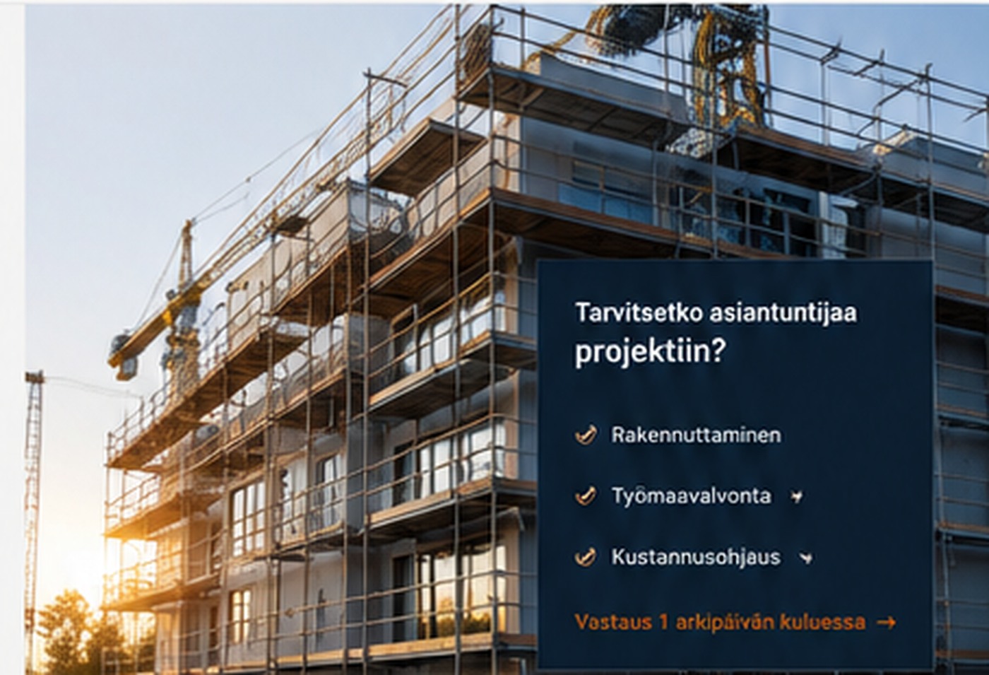 Rakennustyömaa ja rakenteilla oleva kerrostalo